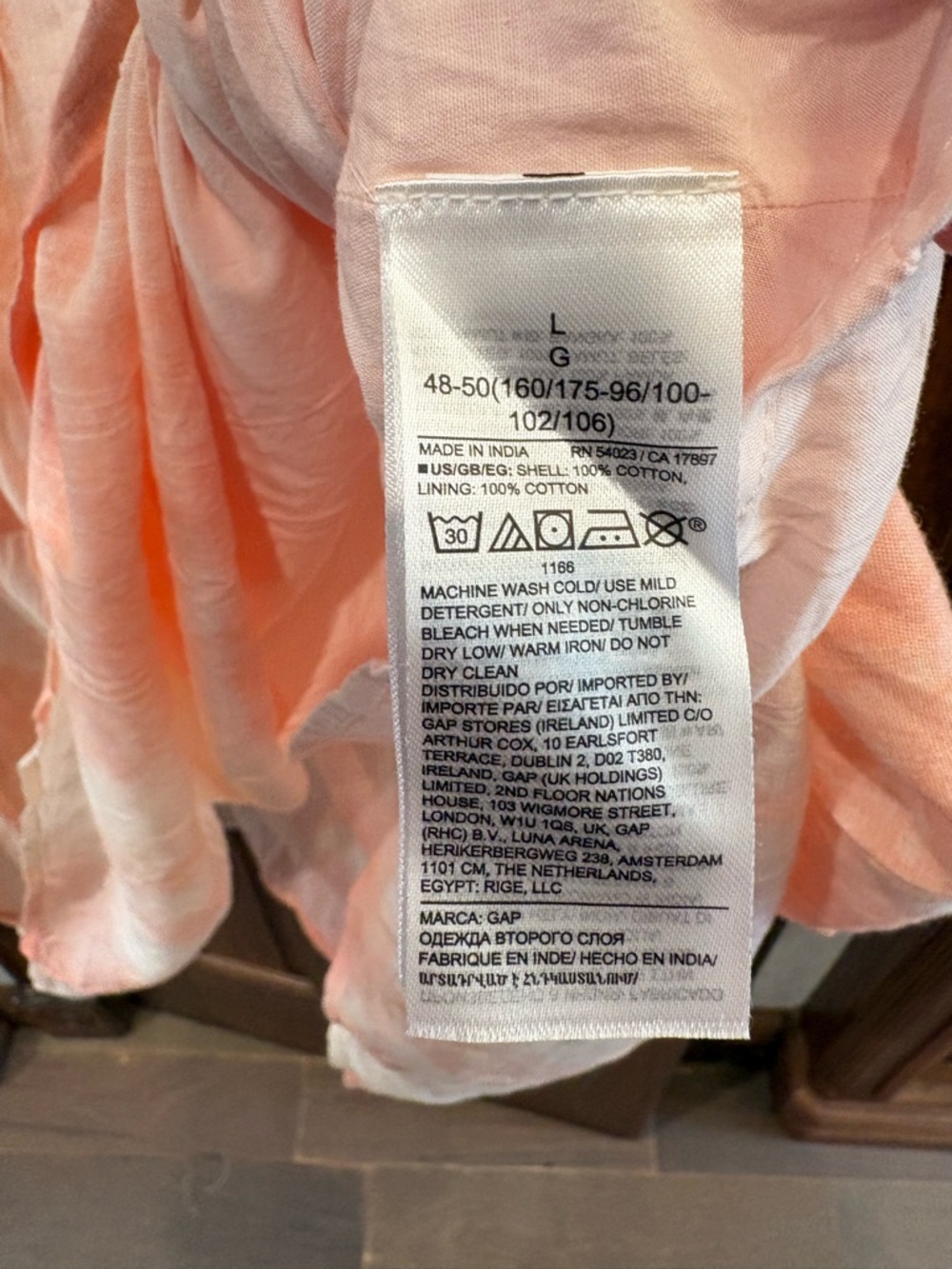 GAP Cotton Dress L tiered peach ivory - Picture 11 of 12